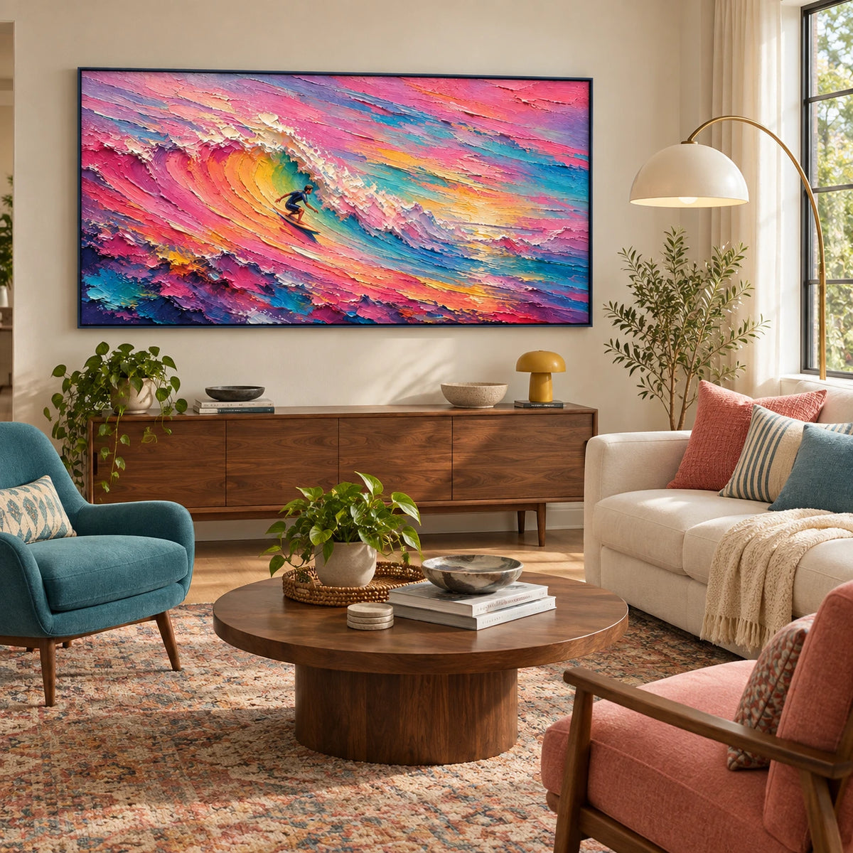 painted tide displayed in a living room