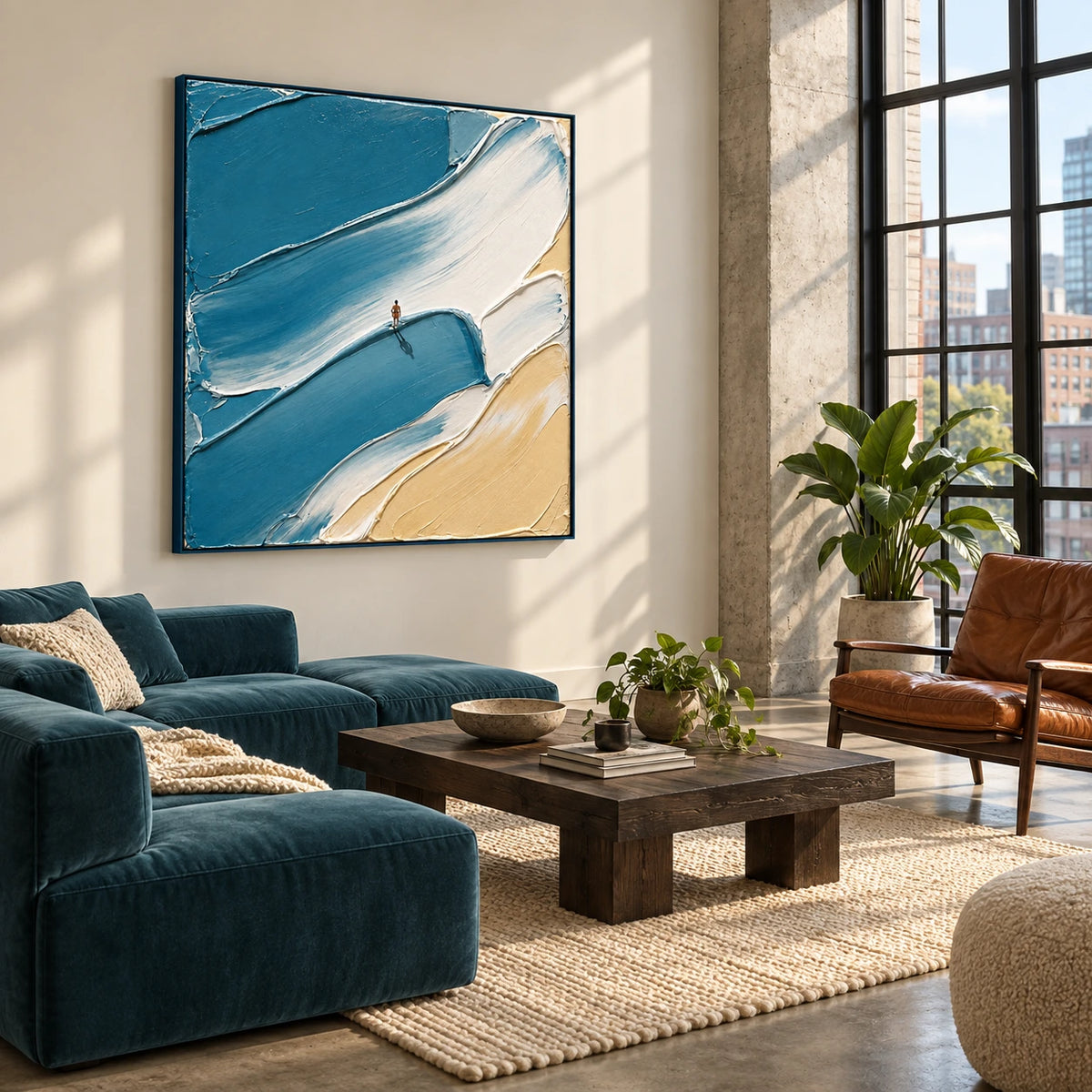 bluewater wanderer displayed in a creative urban living room