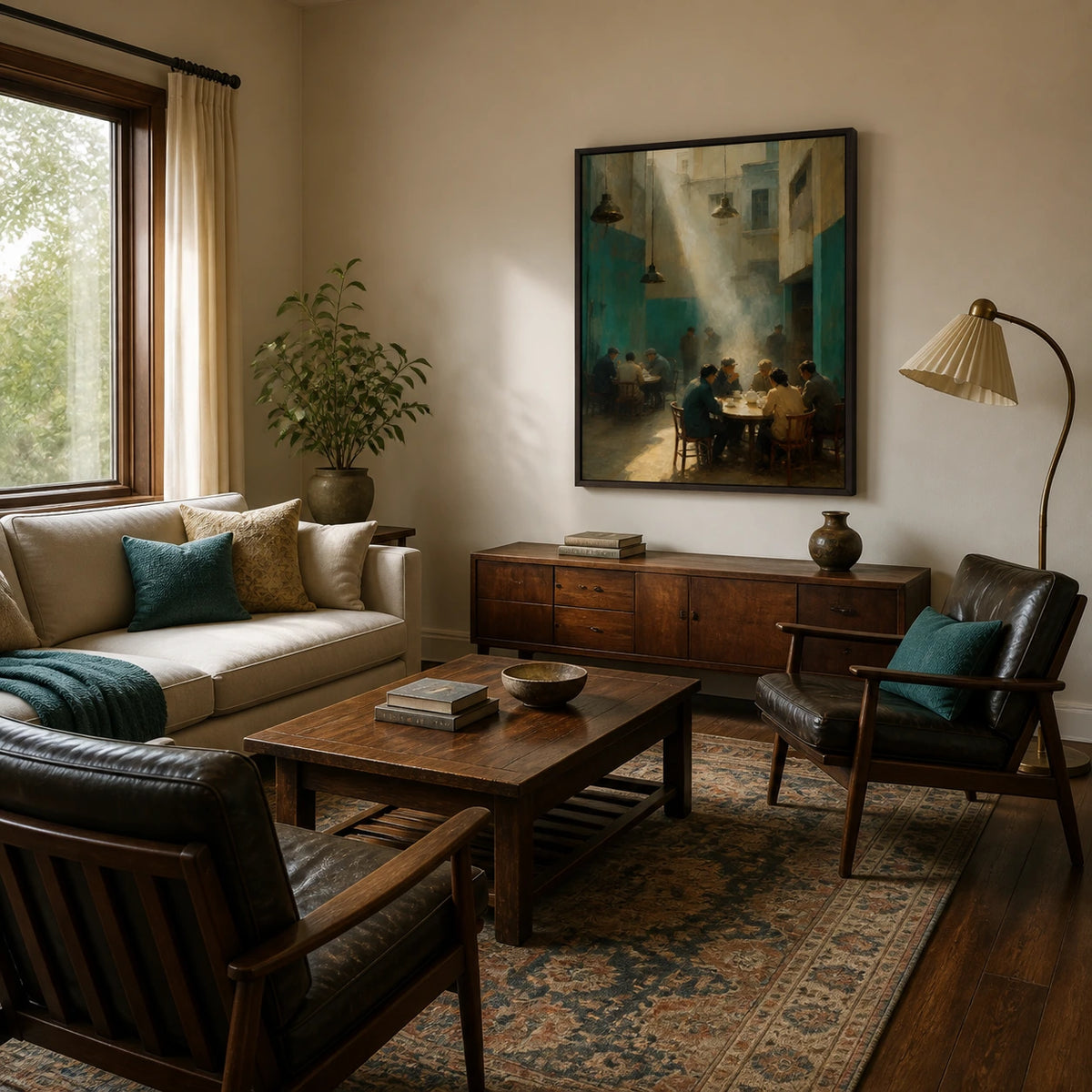 courtyard tea displayed in a living room