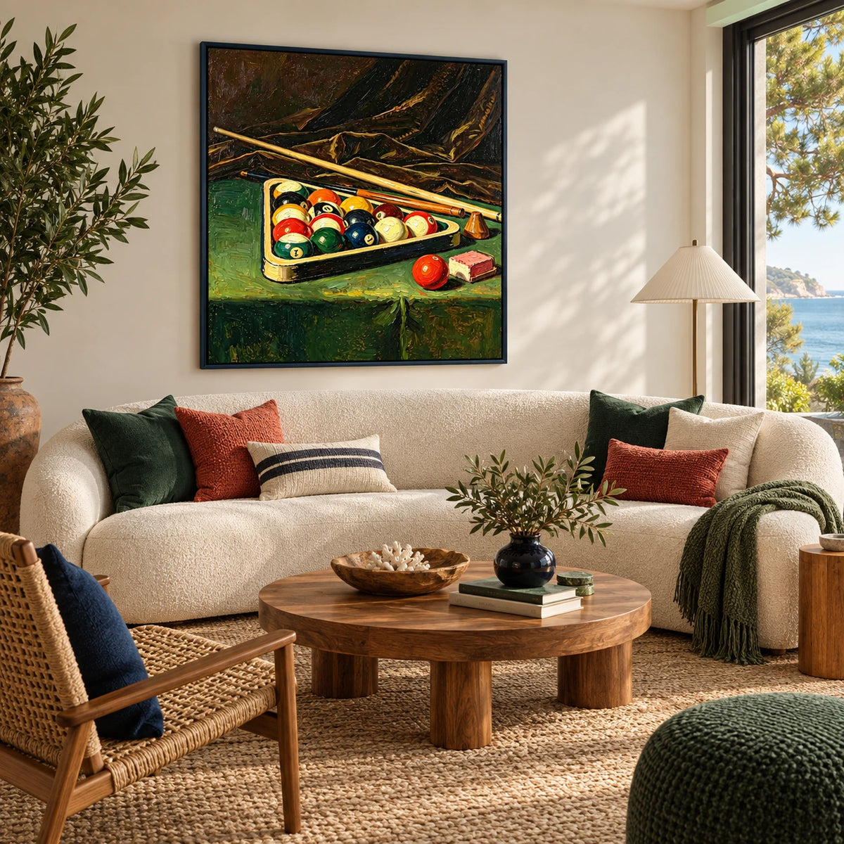 billiards after dark displayed in a living room
