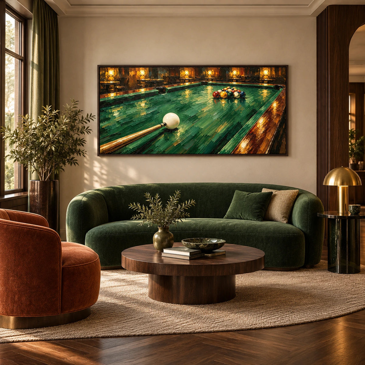 pool hall break displayed in a living salon