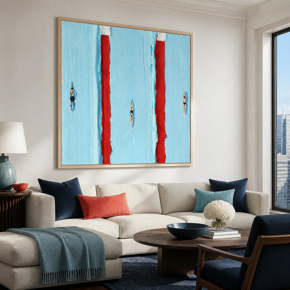 red lane rhythm displayed in a living room