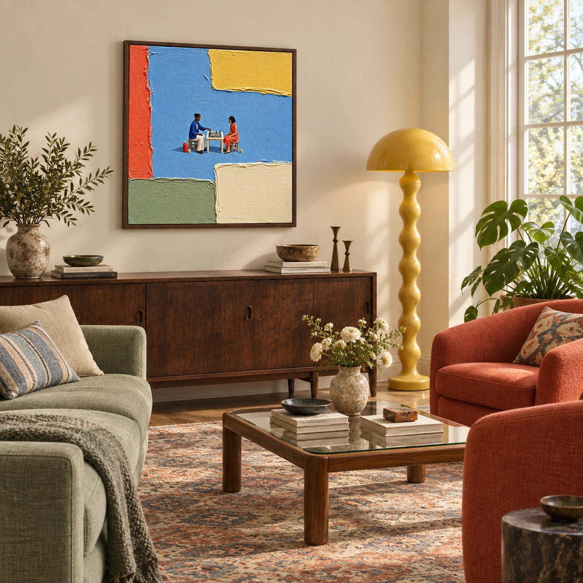 blue hour chess displayed in a family living room