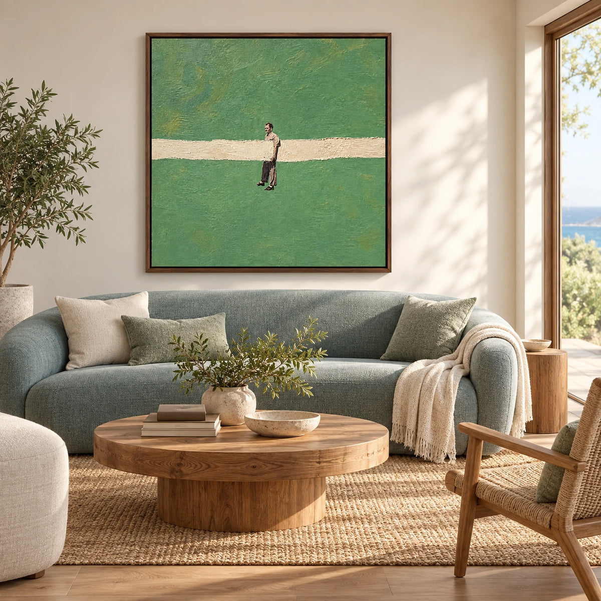 crossing the green displayed in a coastal living room