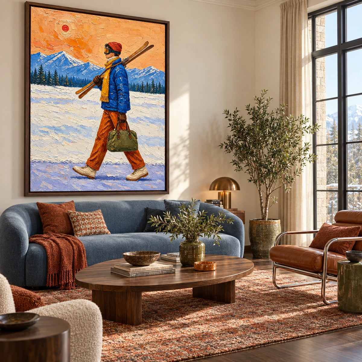 alpine ski trek displayed in a living room