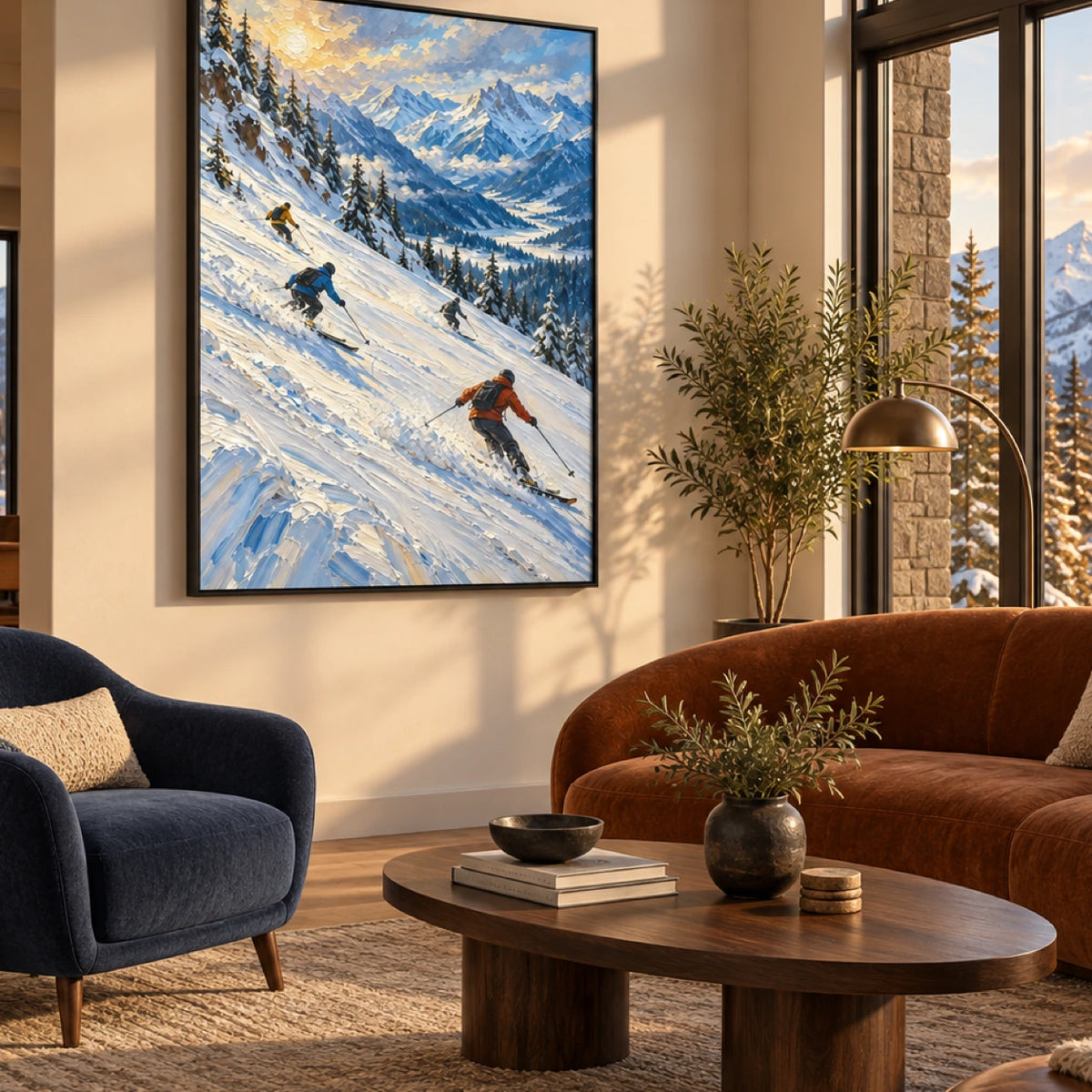 alpine descent displayed in a living room