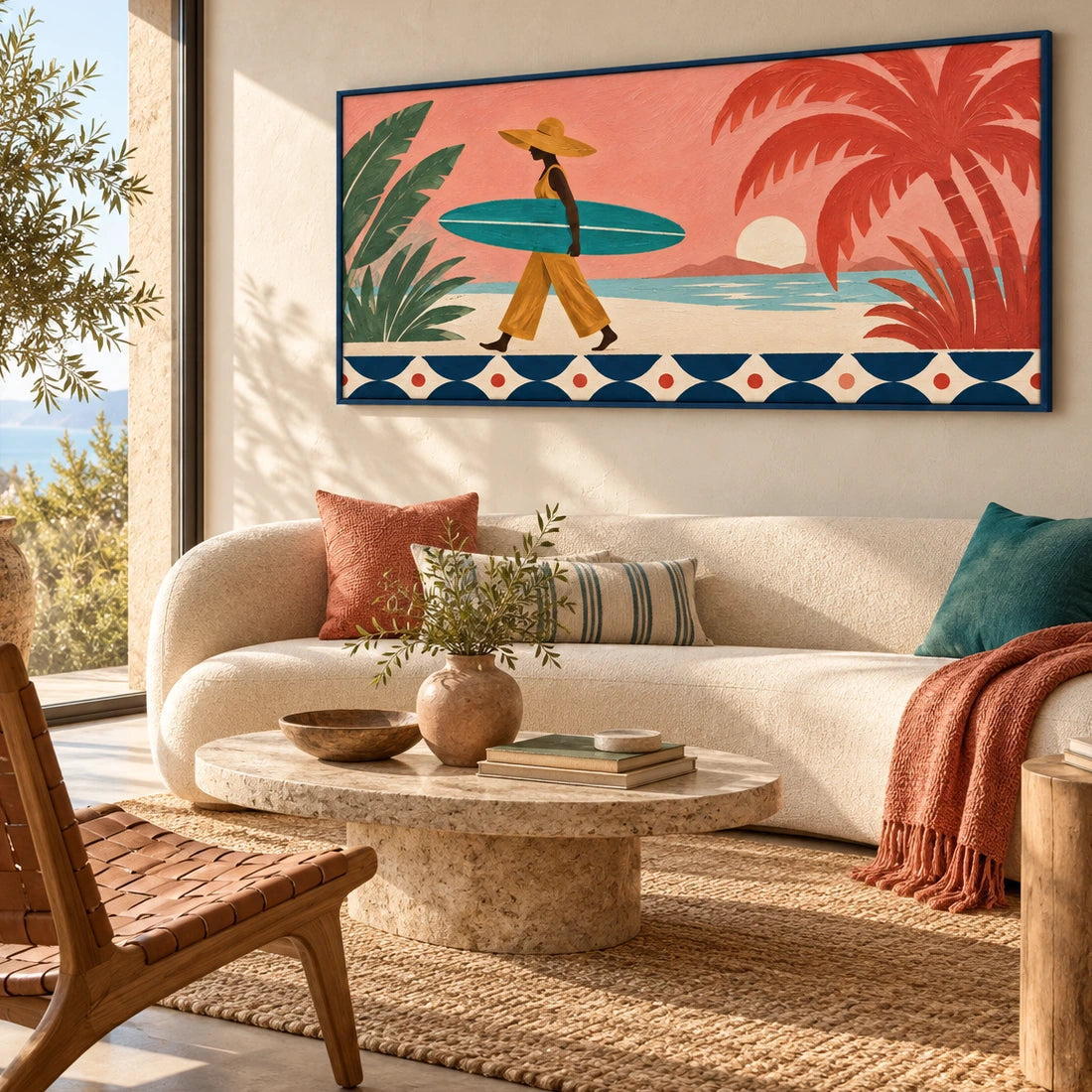 coral coast surfer displayed in a living room