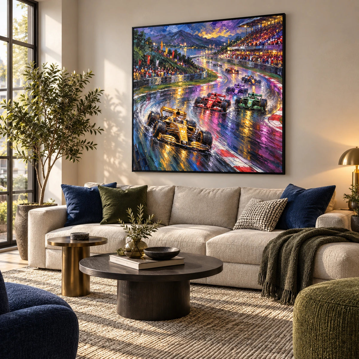 rainy mountain grand prix displayed in a living room