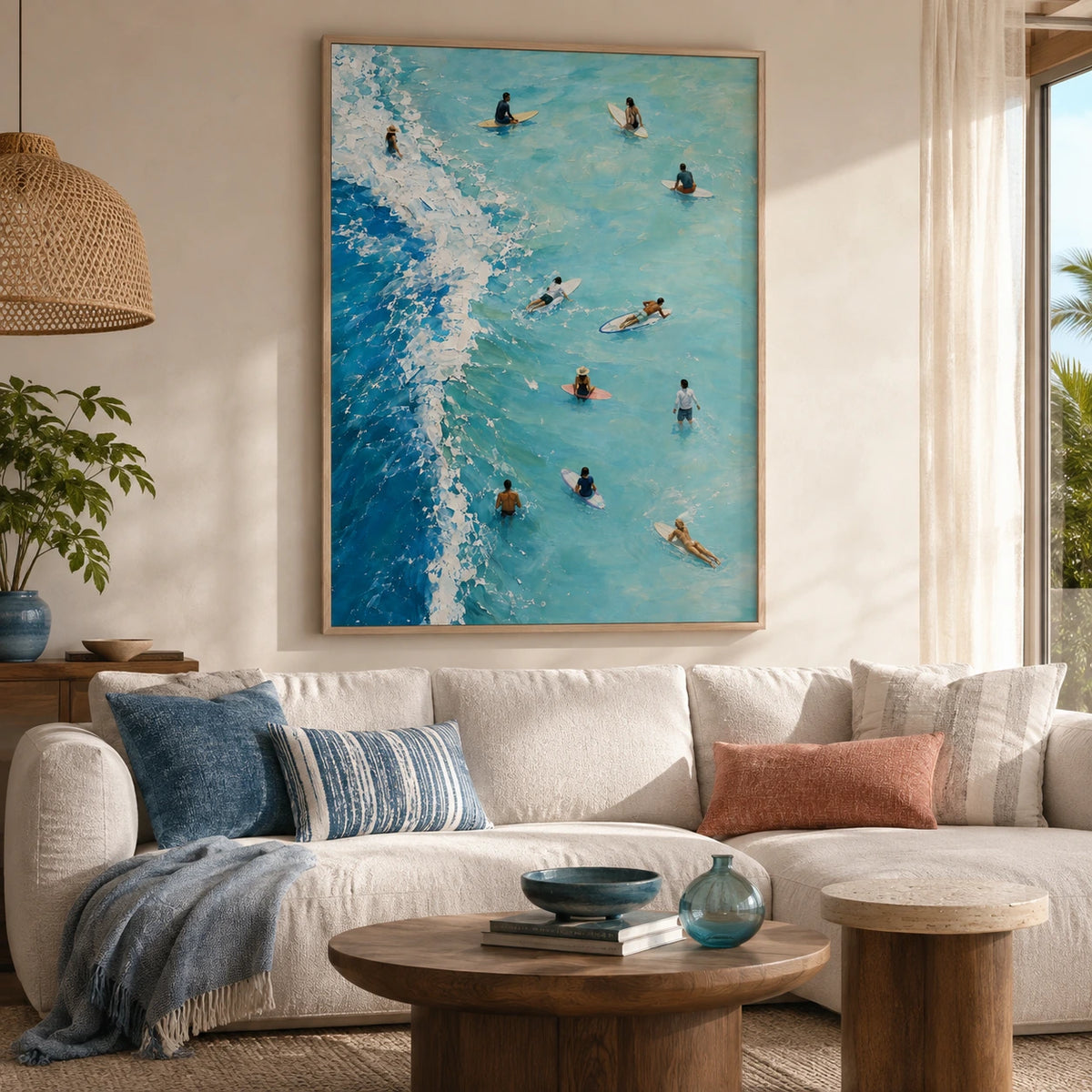 coastal surf break displayed in a living room