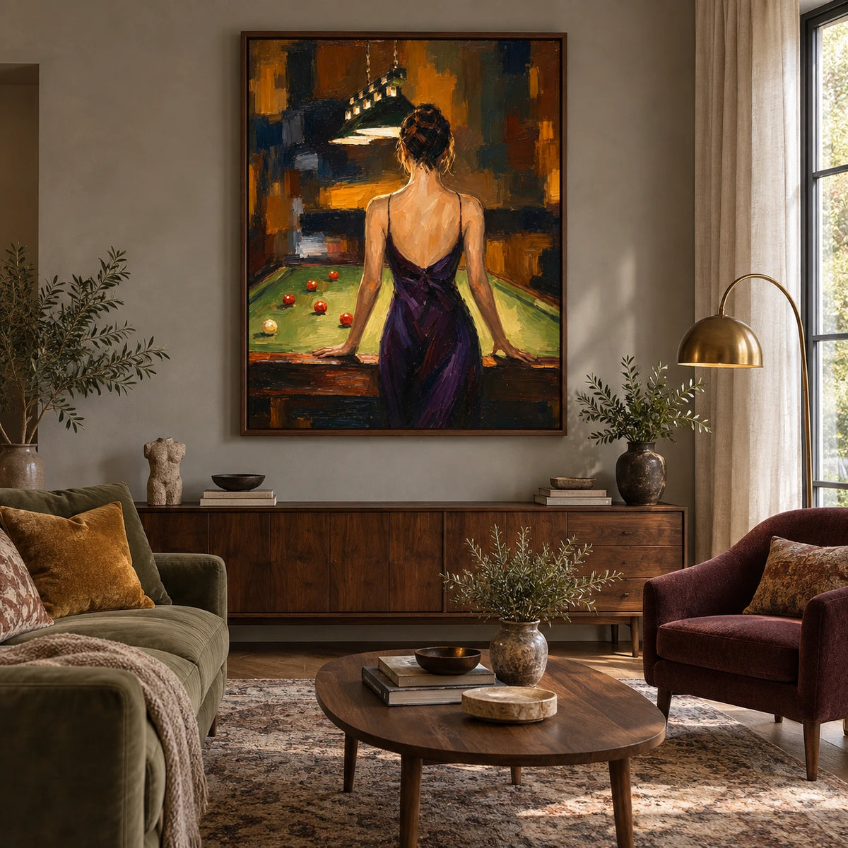 midnight billiards displayed in a living room