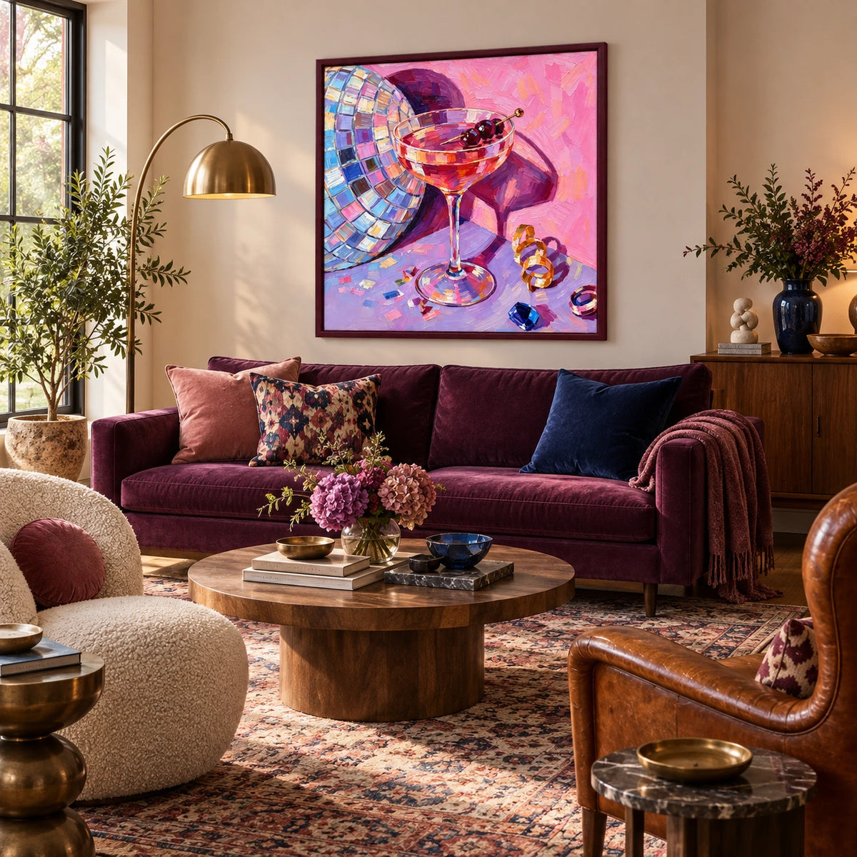 pink cocktail house displayed in a family living room