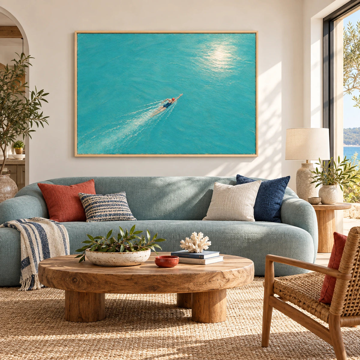 into open water displayed in a living room