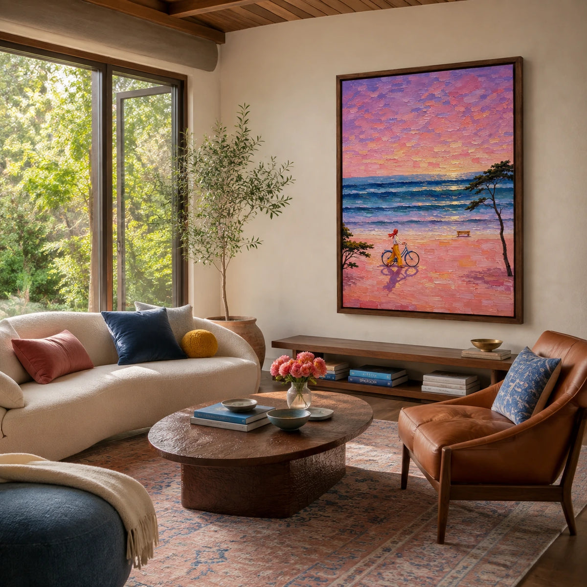 pink coast ride displayed in a living room