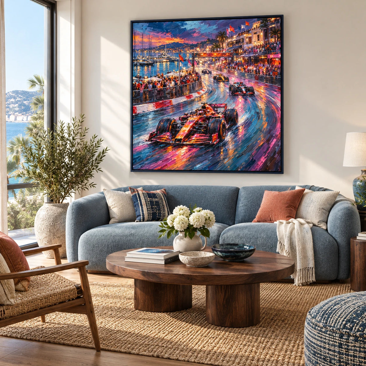 harbor grand prix displayed in a coastal living room
