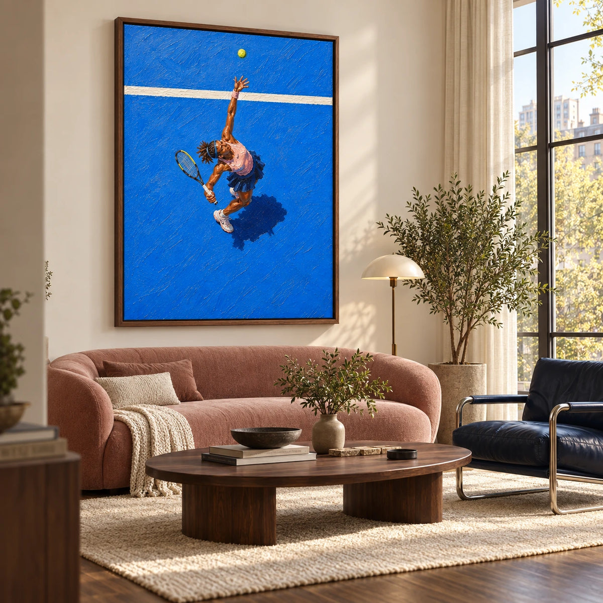 tennis under the sun displayed in a living room