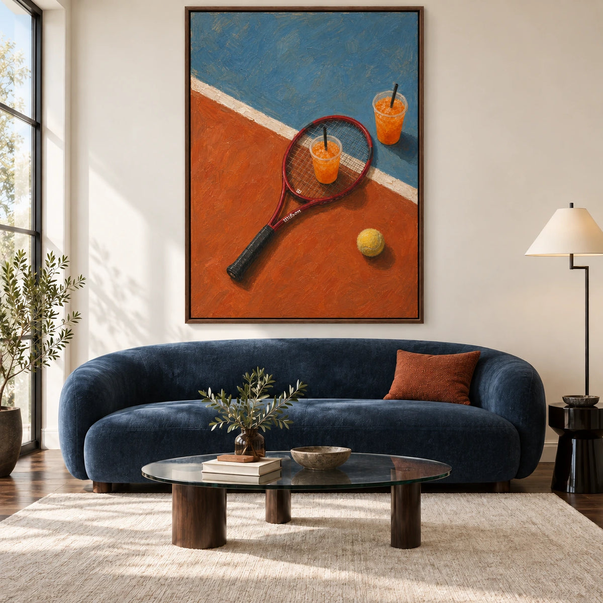 tennis court refresh displayed in a living room