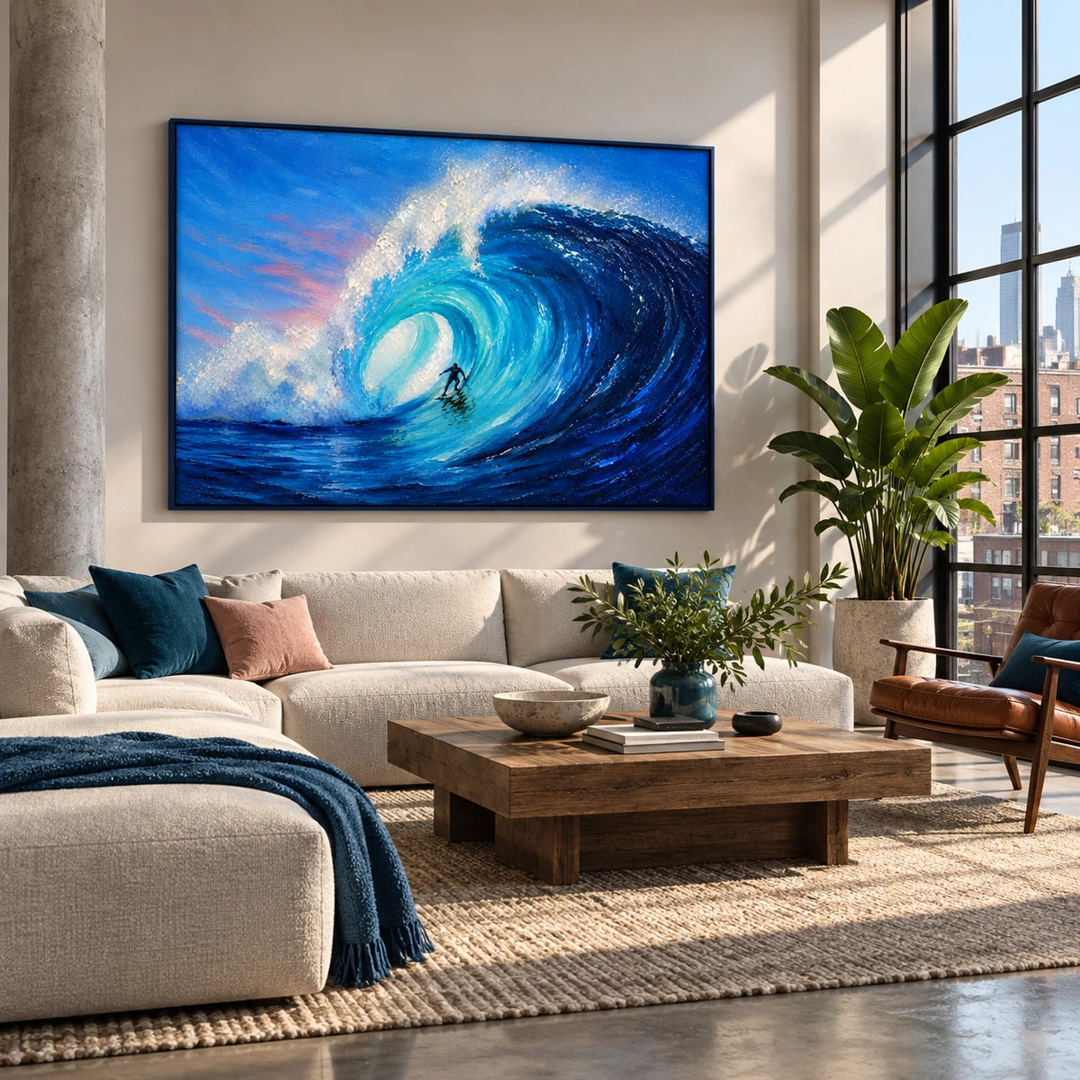 wave rider displayed in a creative urban loft living room