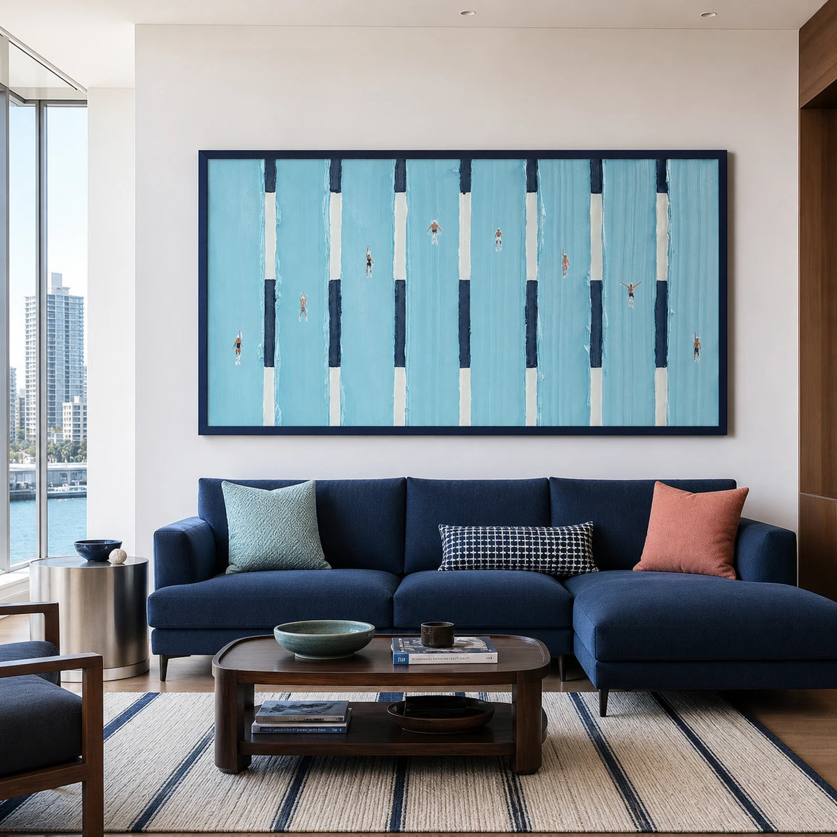 between the lanes displayed in a living room
