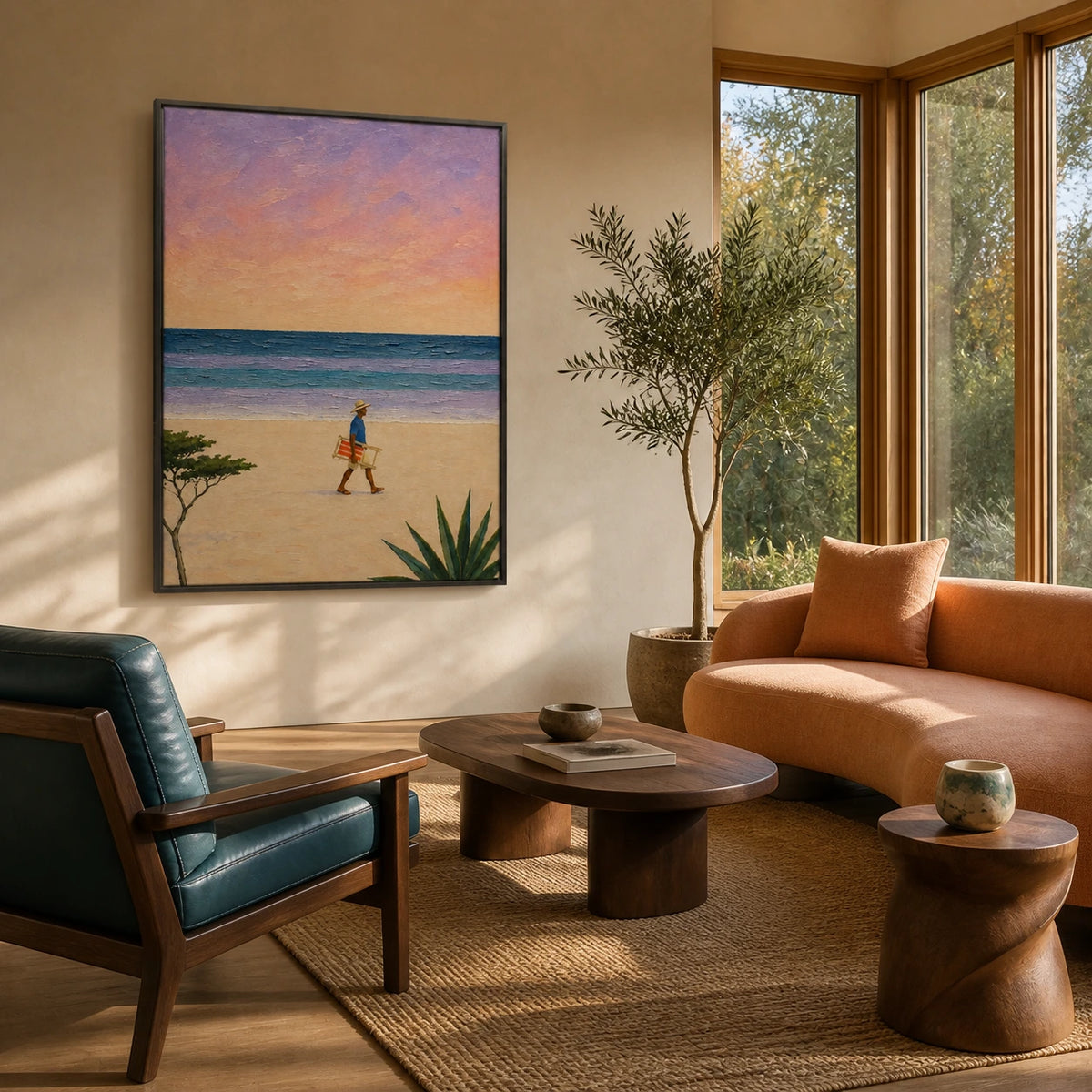 beach chair walk displayed in a living room