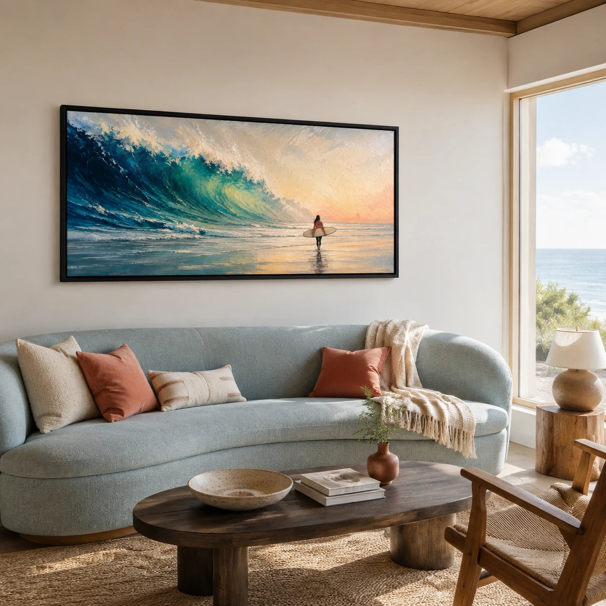 between tide and sky displayed in a living room