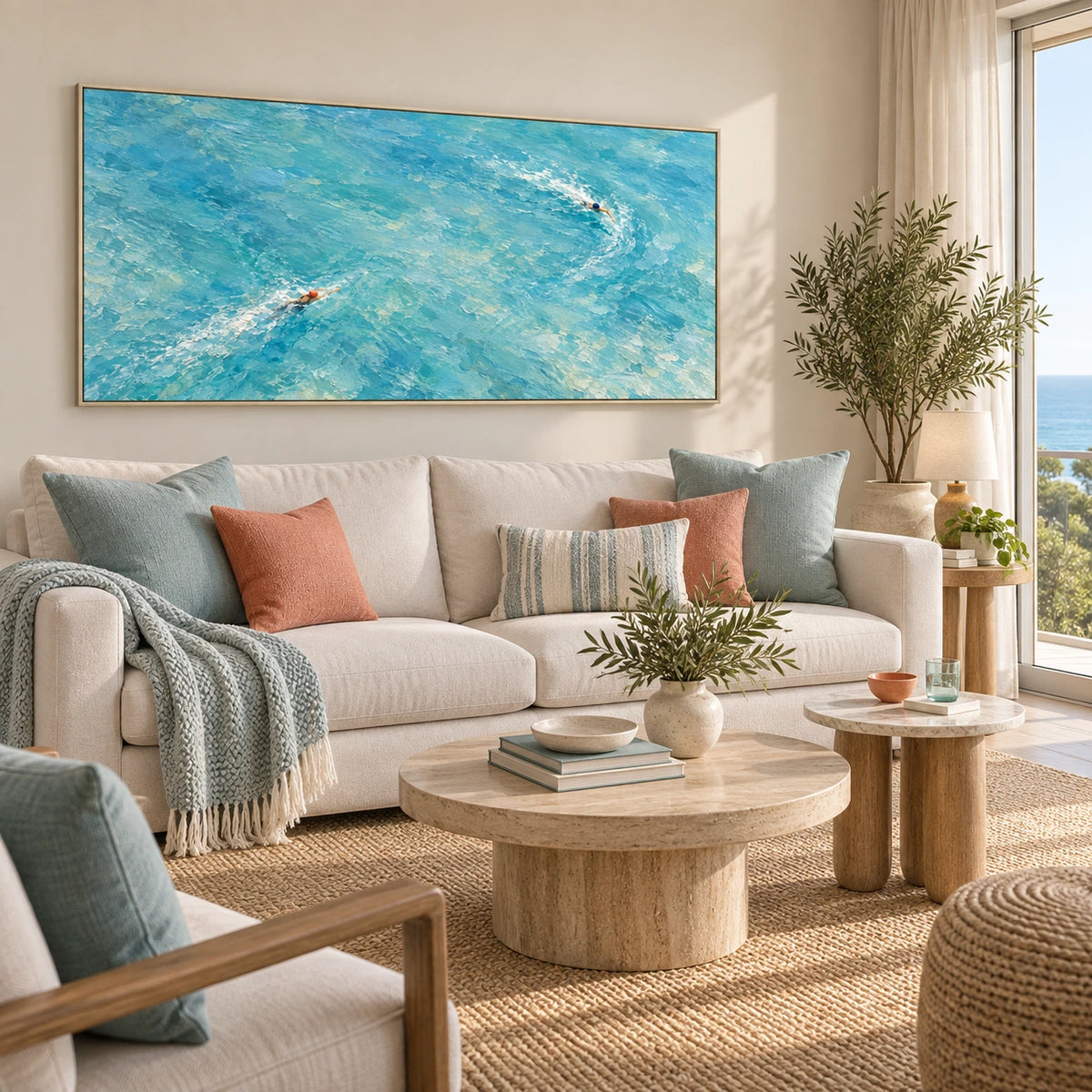 crossing open water displayed in a coastal living room