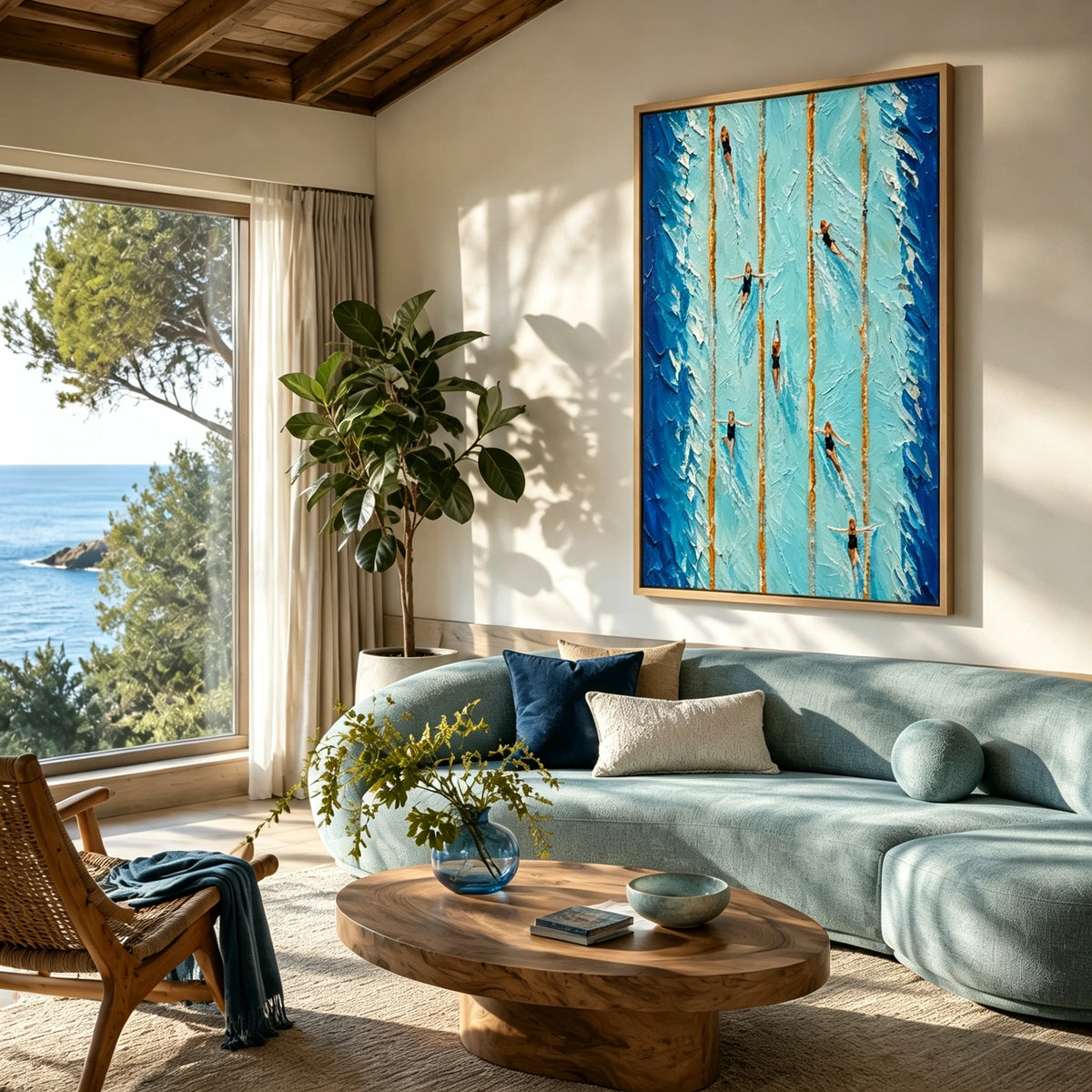 poolside freestyle displayed in a living room
