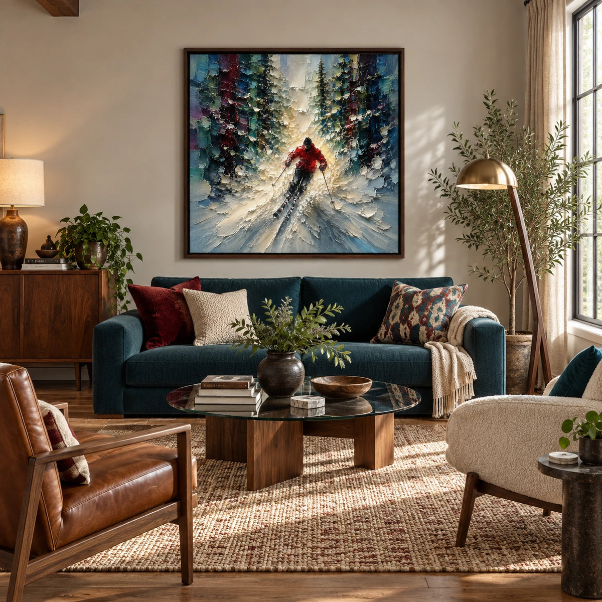 powder run displayed in a family living room