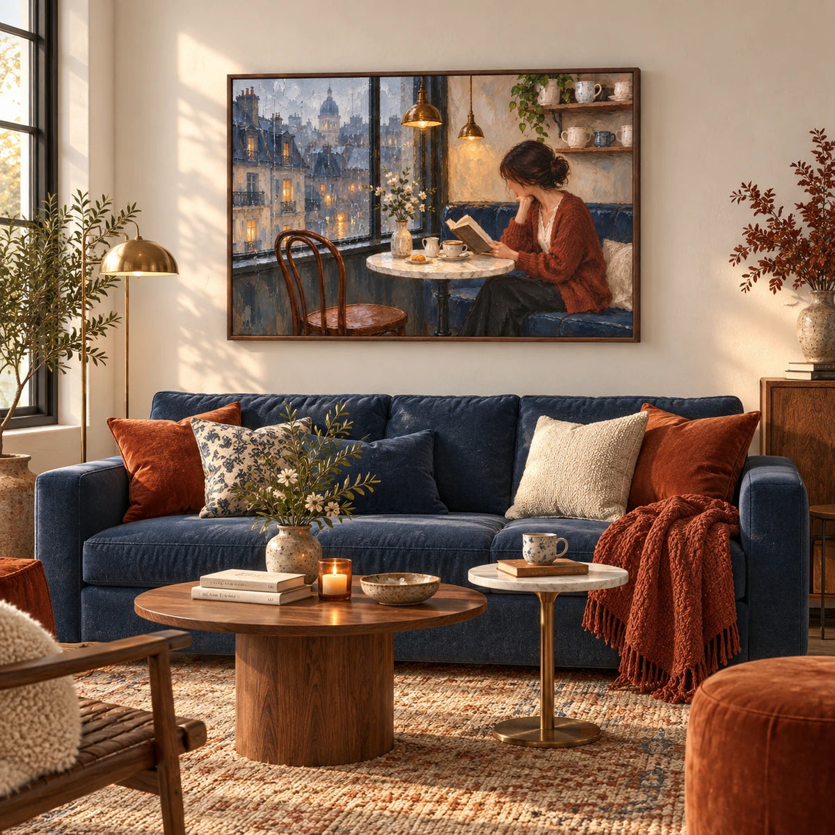 rainy window reading displayed in a living room