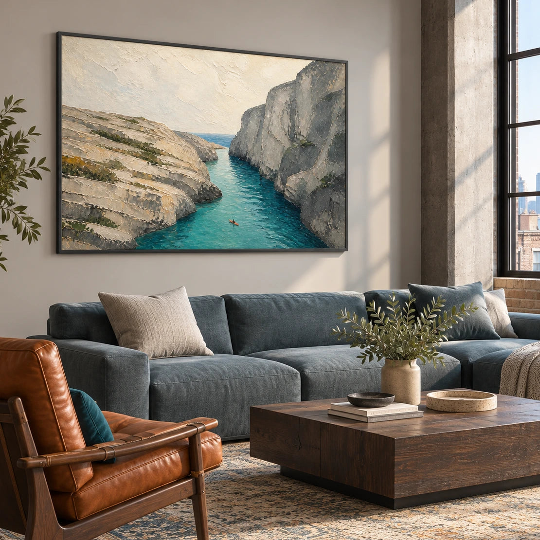 cove between cliffs displayed in a creative urban loft living room