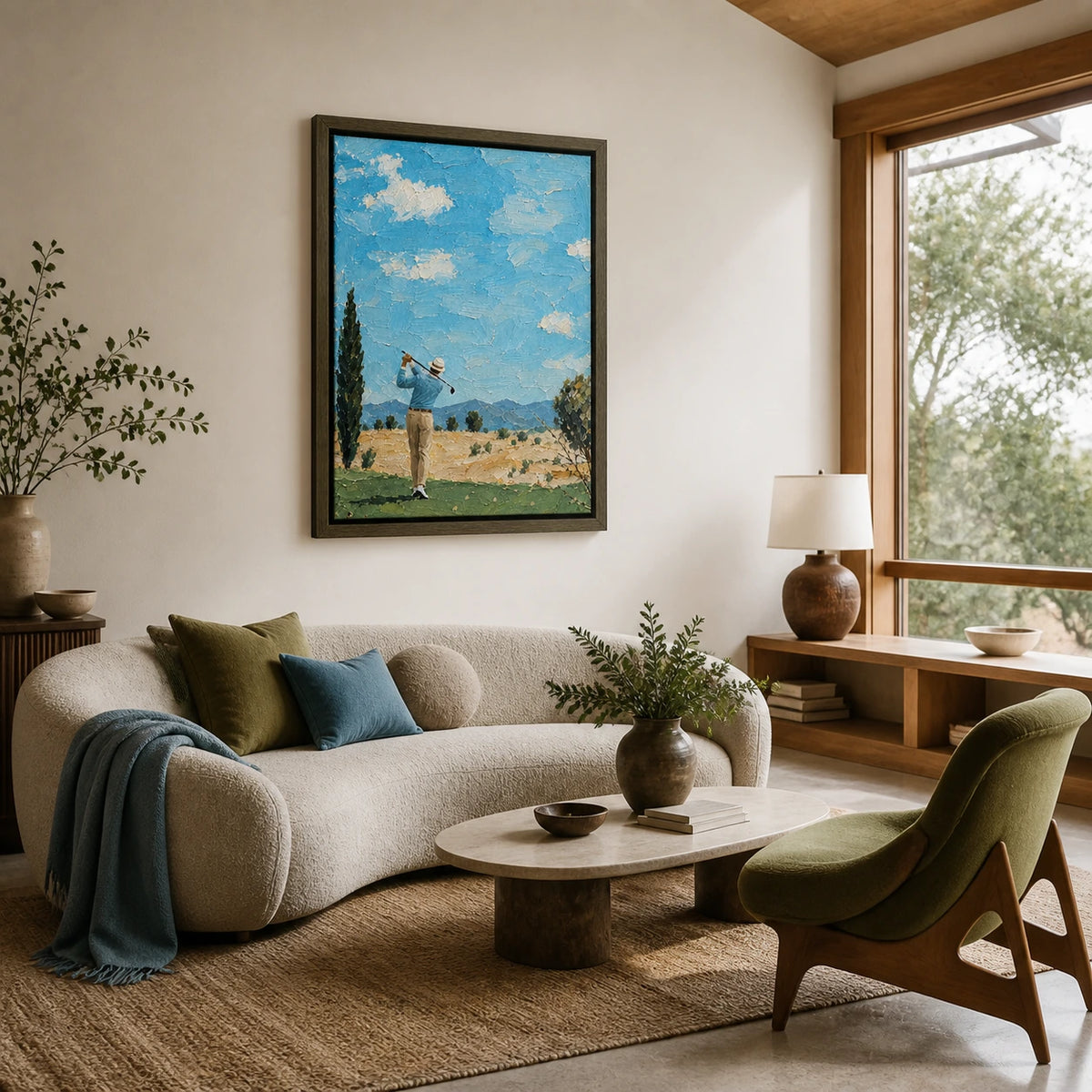 fairway under open skies displayed in a living room