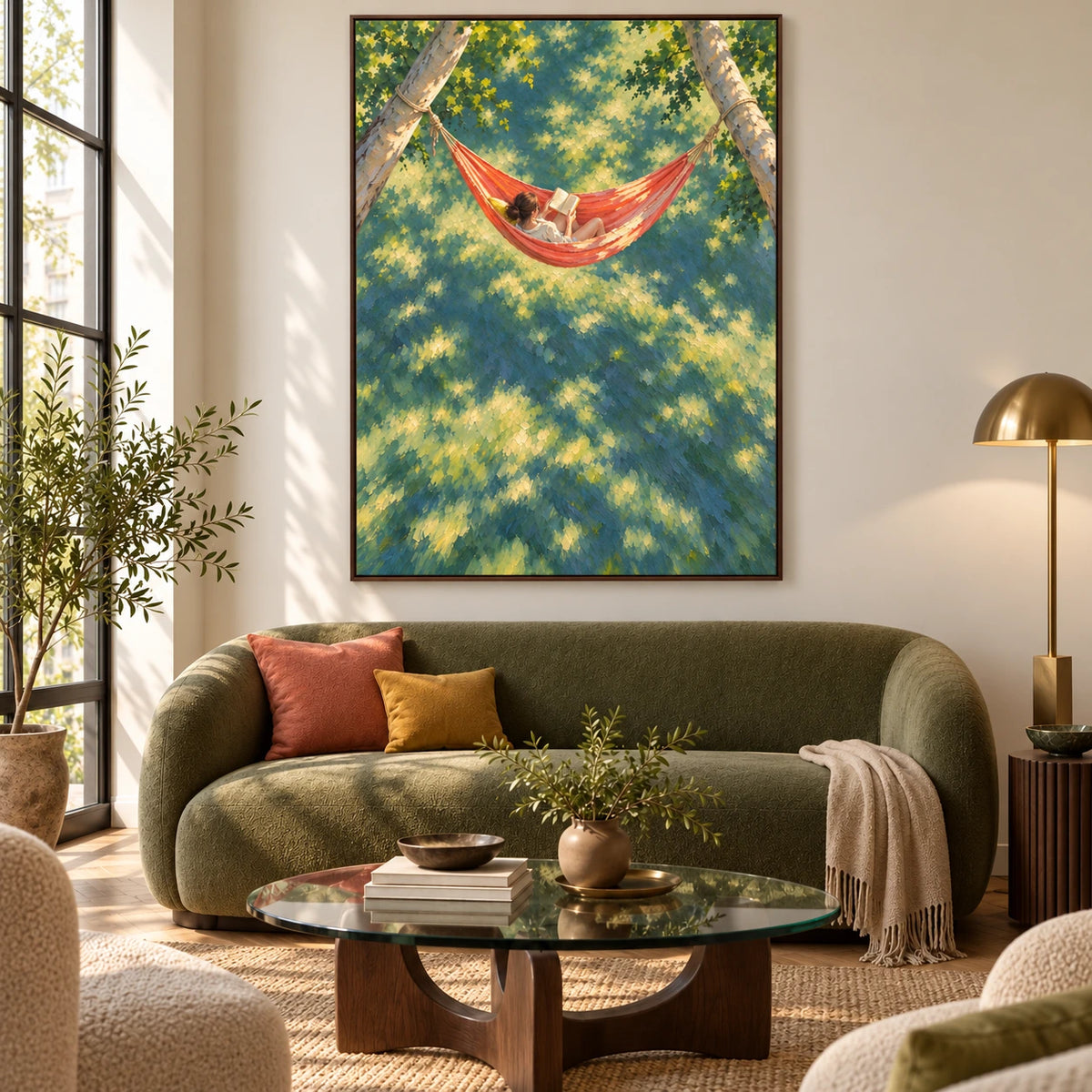 hammock in the canopy displayed in a living room
