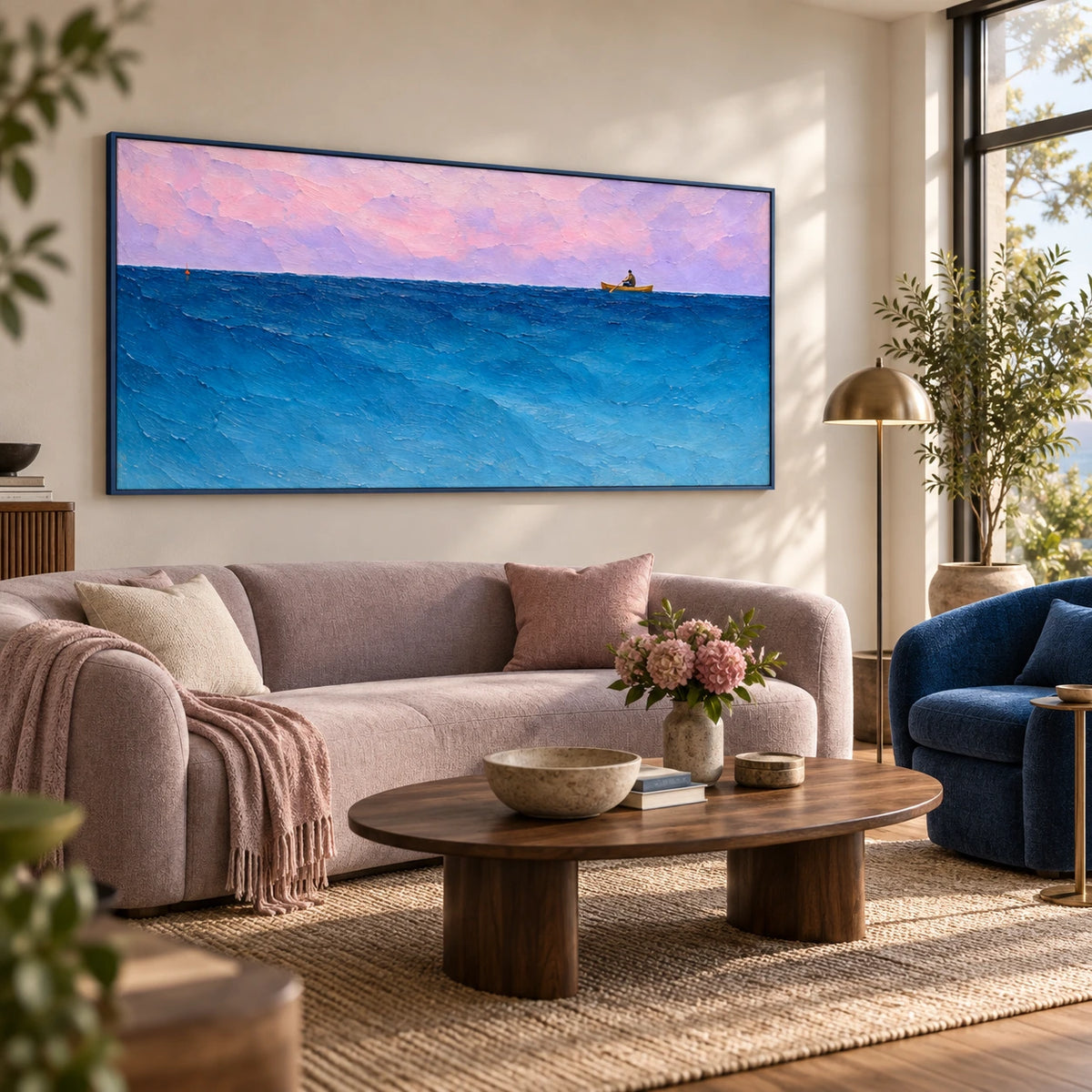 lavender horizon displayed in a living room