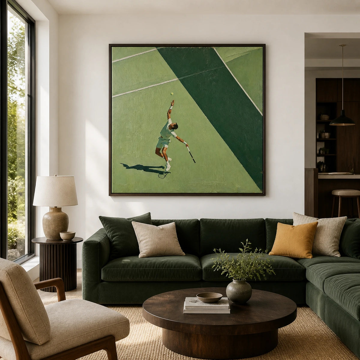 above the baseline displayed in a living room