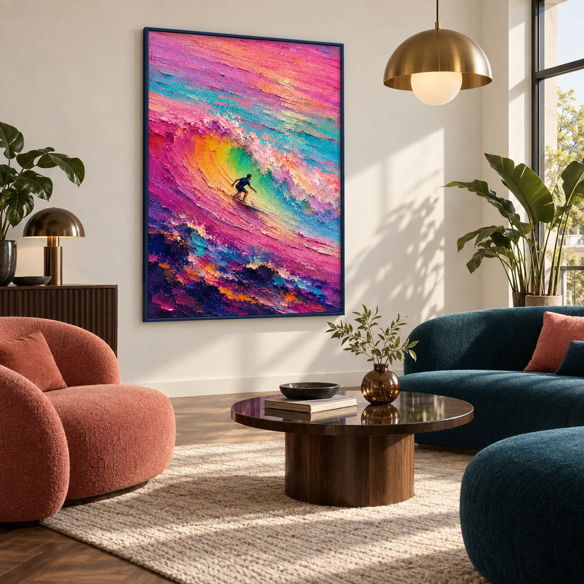 riding the color break displayed in a living salon