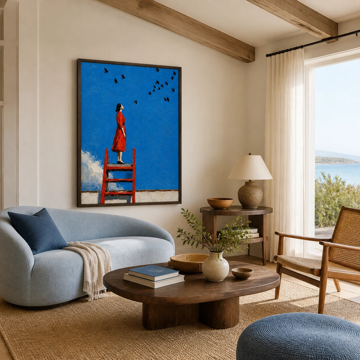 follow the open sky displayed in a coastal living room