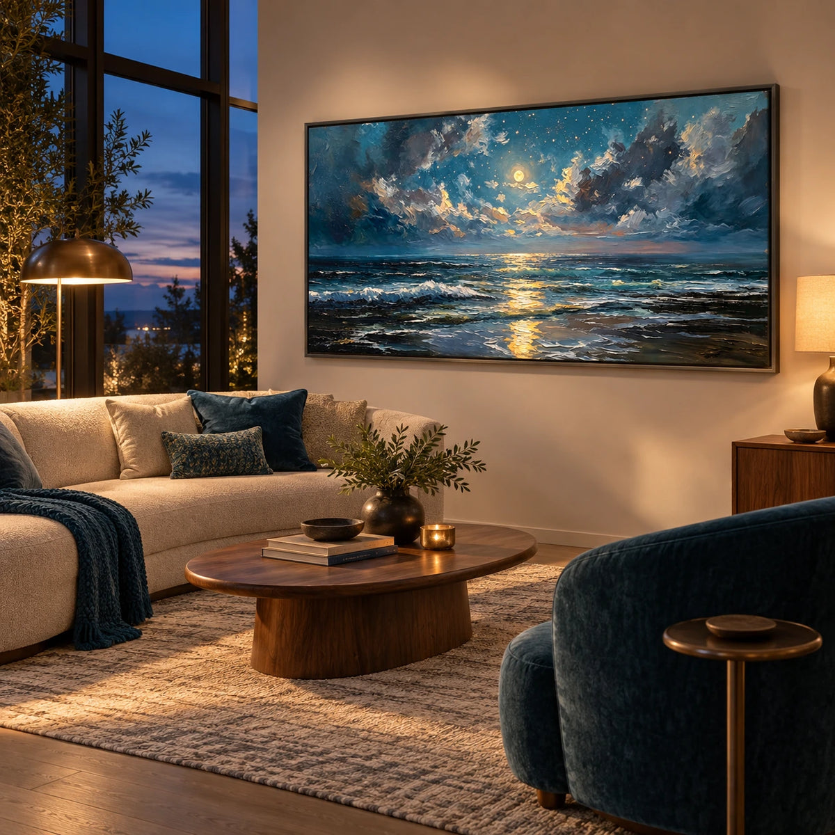moonlit breakers displayed in a living room