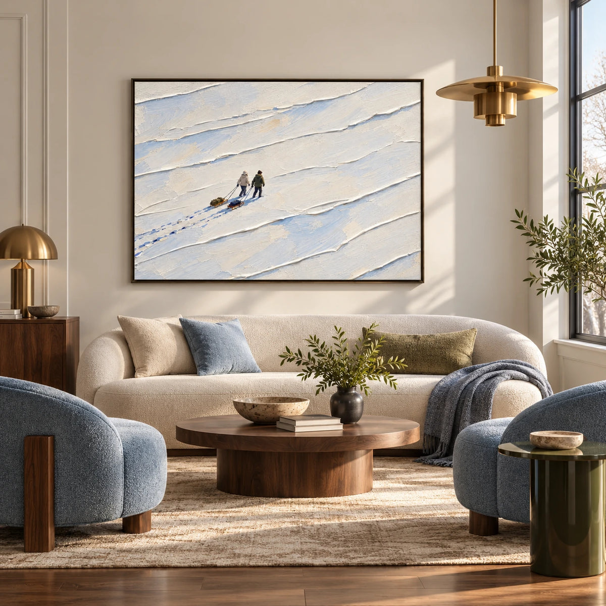 winter trek displayed in a art deco living room