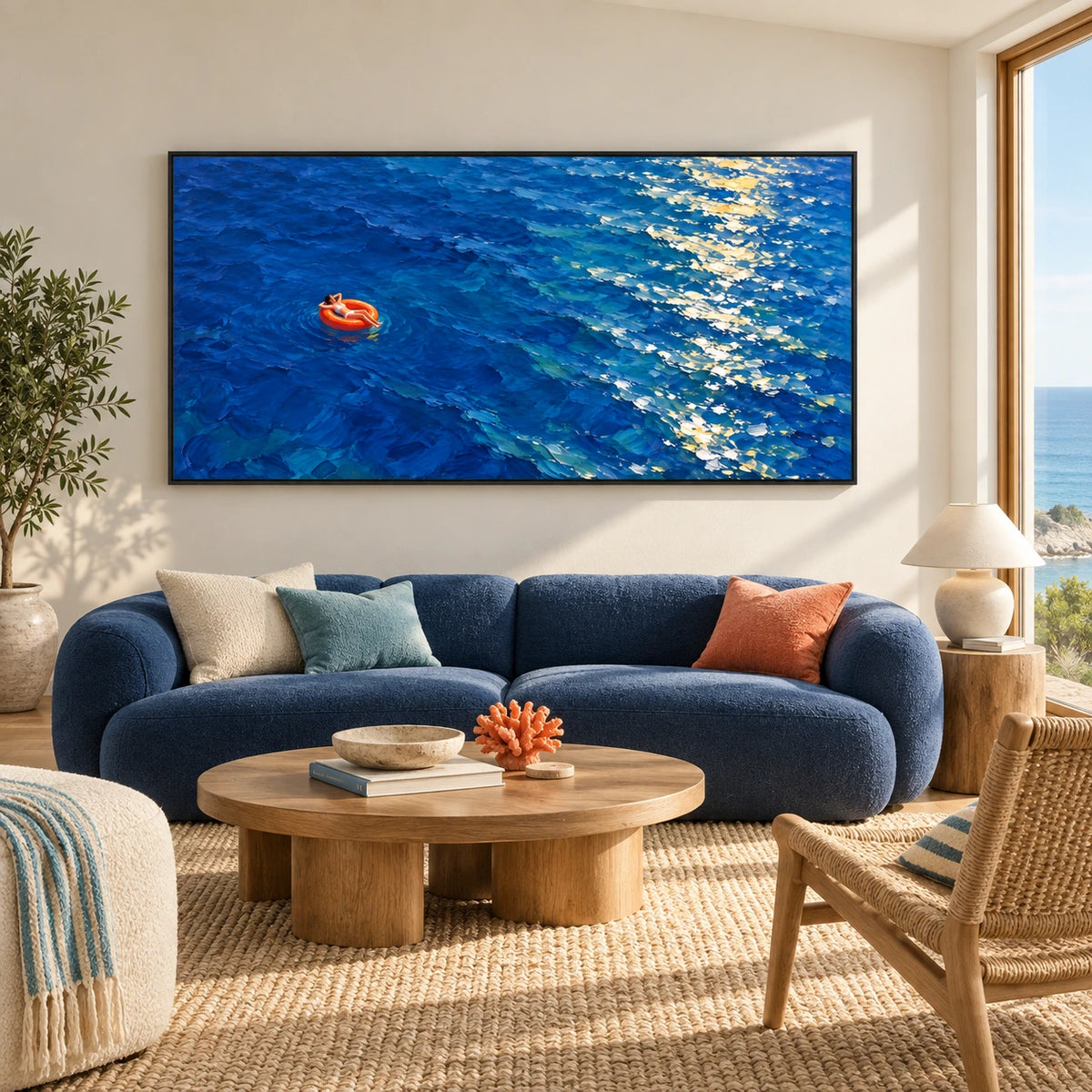 open water drift displayed in a living room