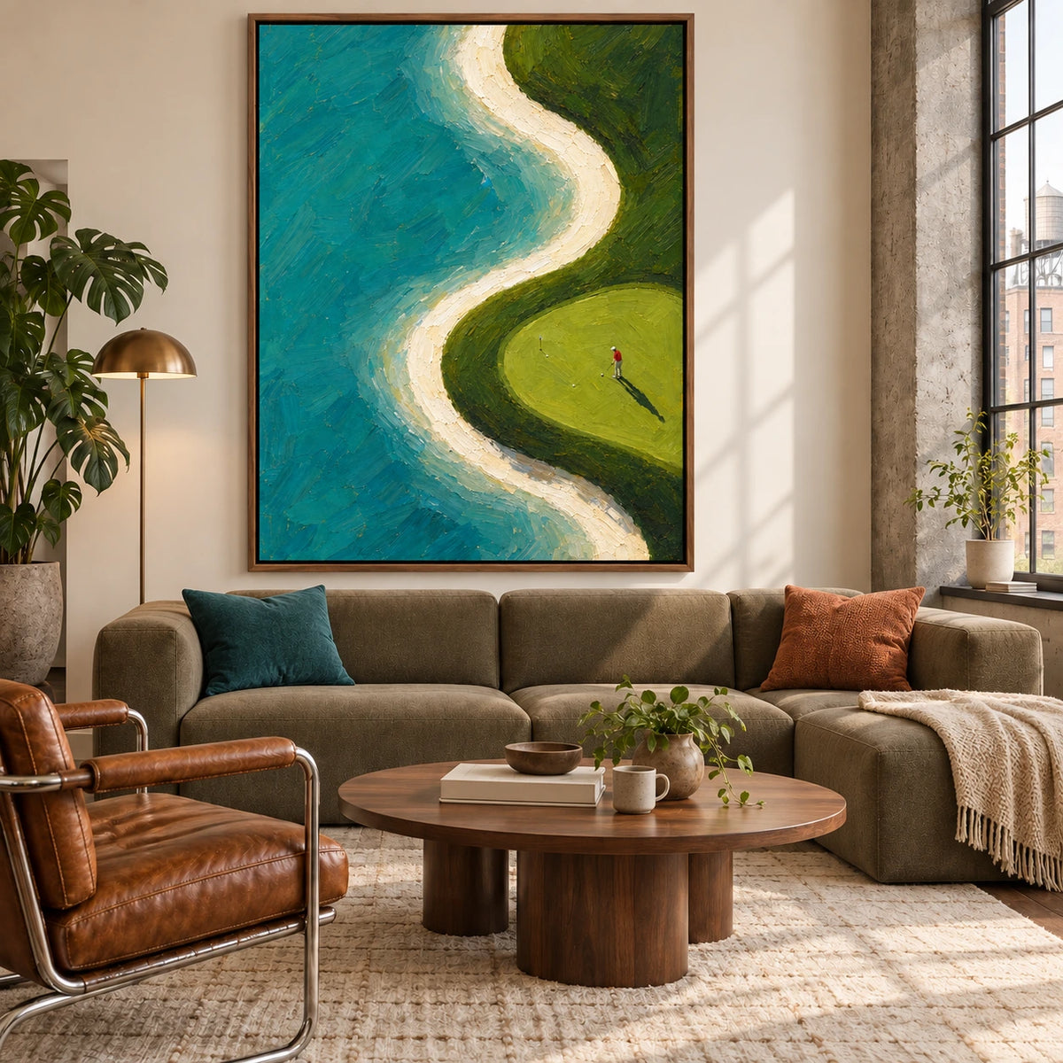 tidal green displayed in a loft living room