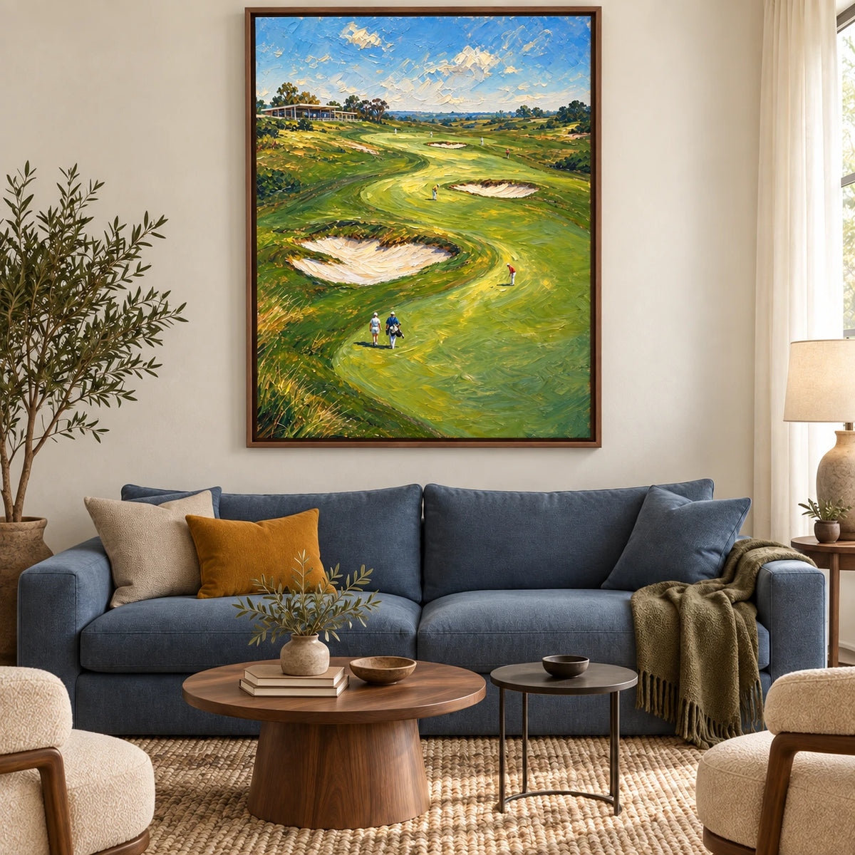 golf course horizon displayed in a living room