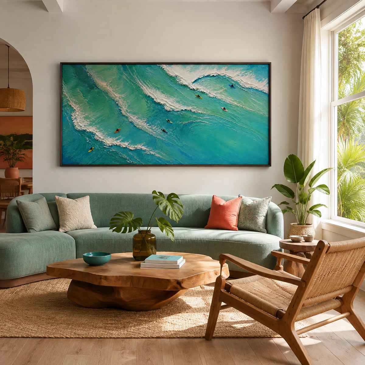 seafoam run displayed in a living room