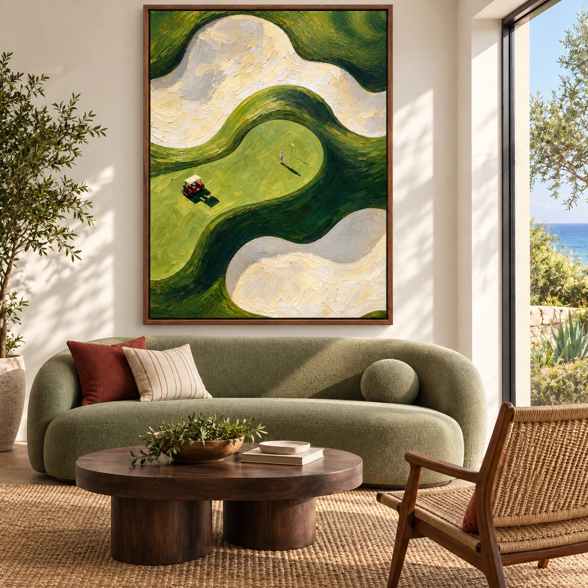fairway in motion displayed in a living room