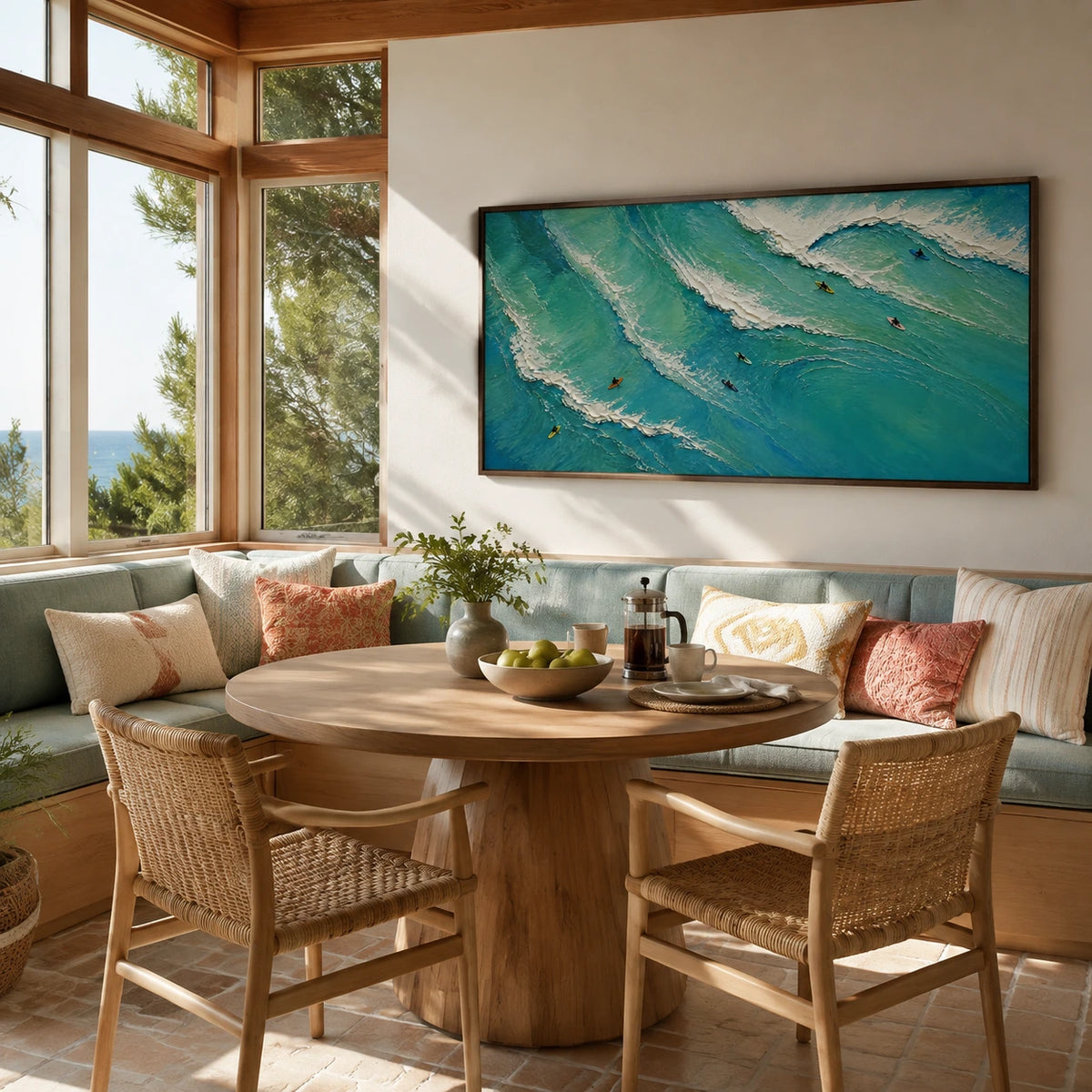 seafoam run displayed in a breakfast nook