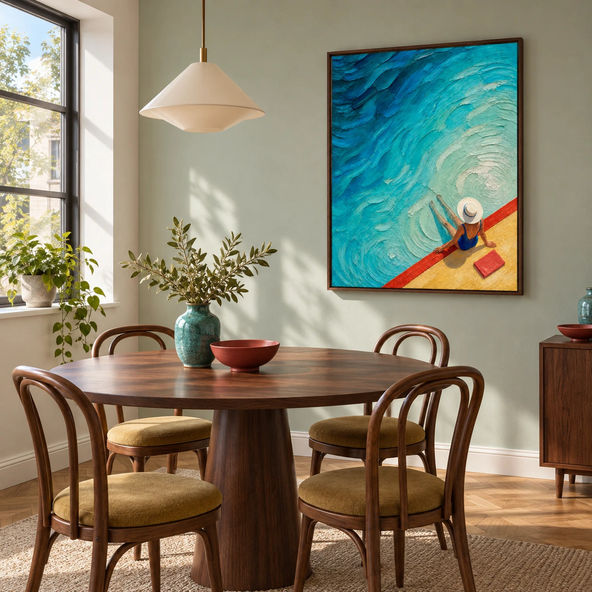 at the pool's edge displayed in a dining room