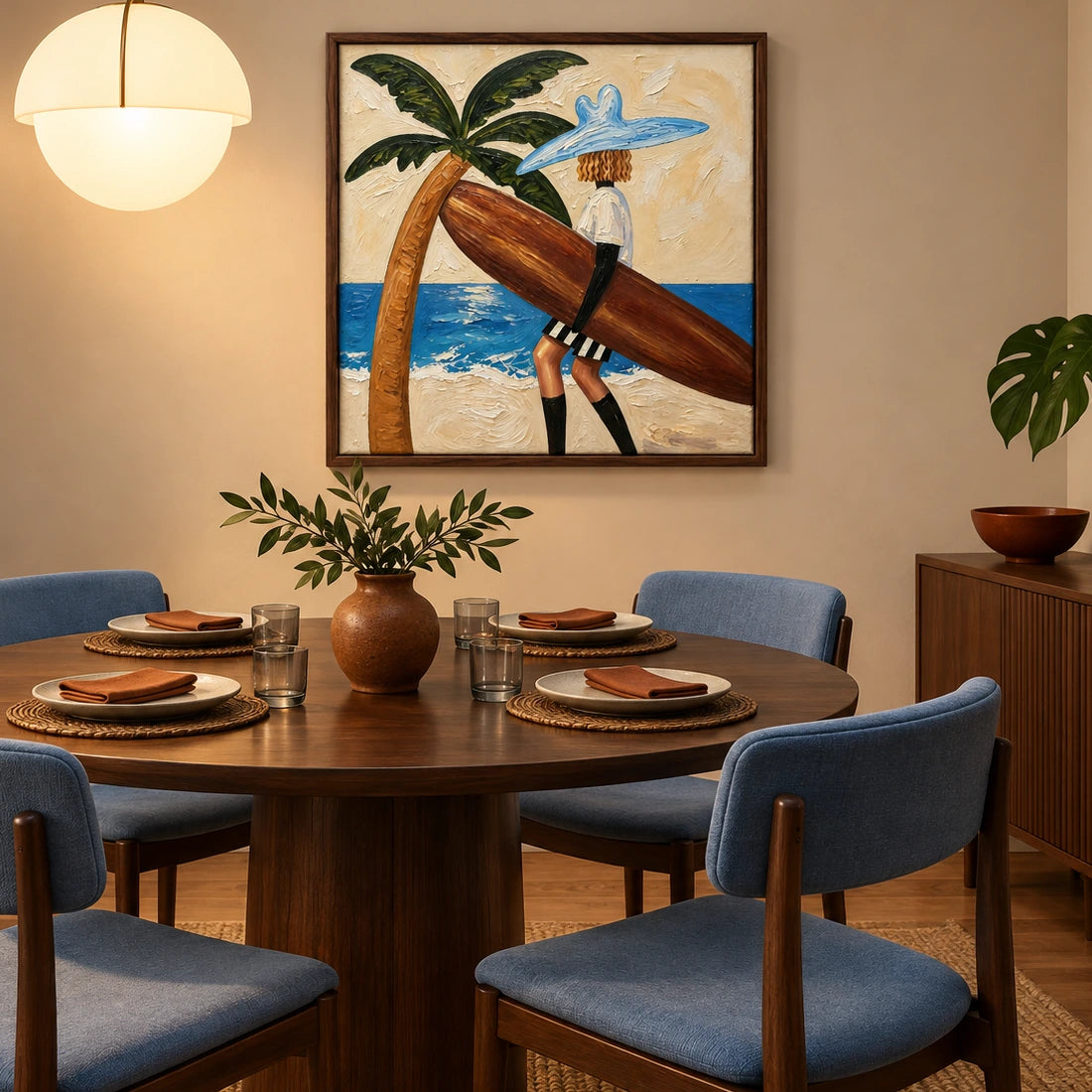 coastal ride displayed in a dining room