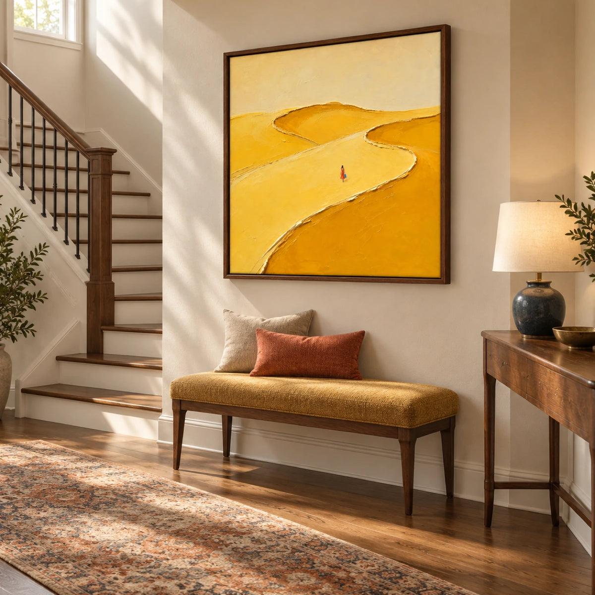 golden tidal path displayed in a entry hall