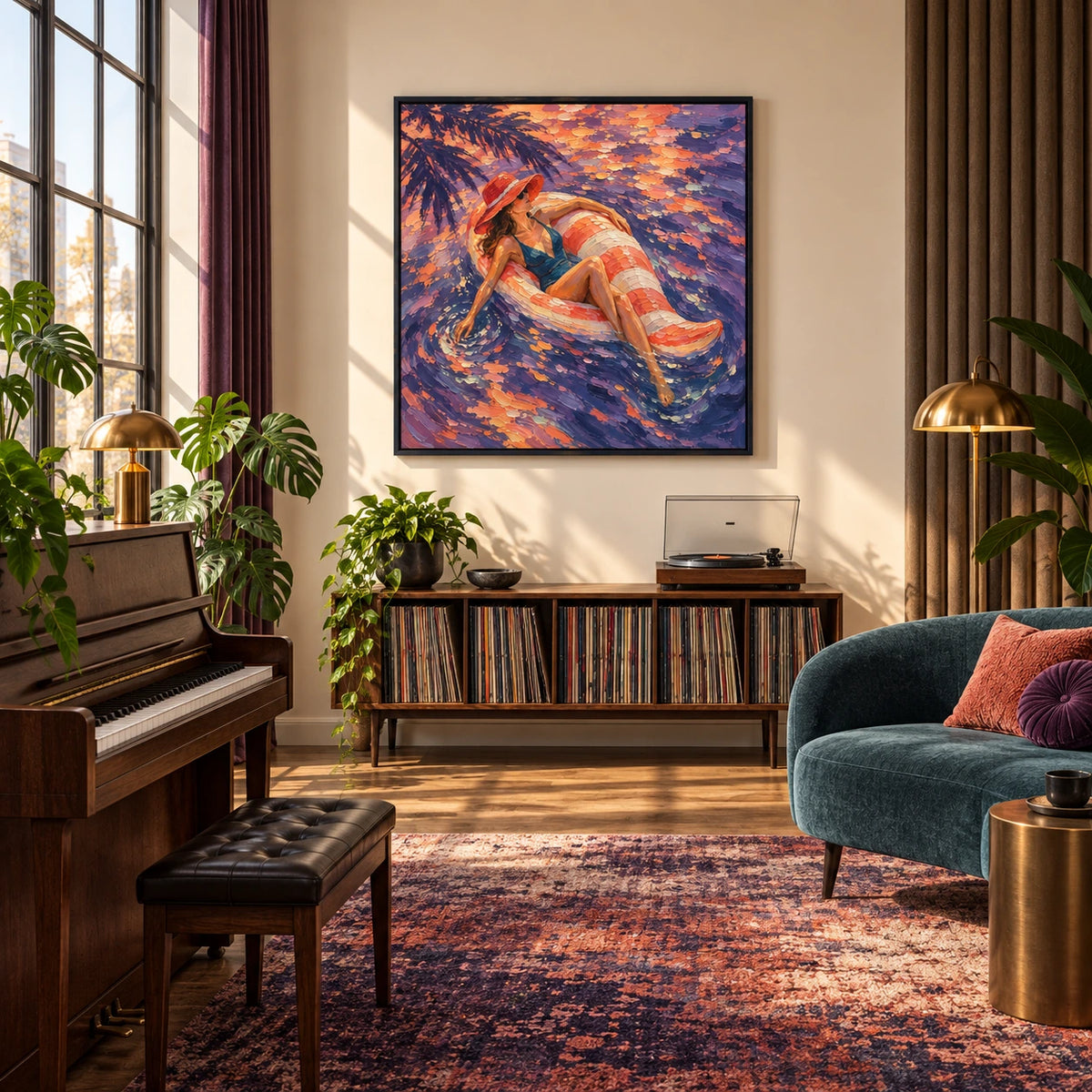 sunlit drift displayed in a home music room