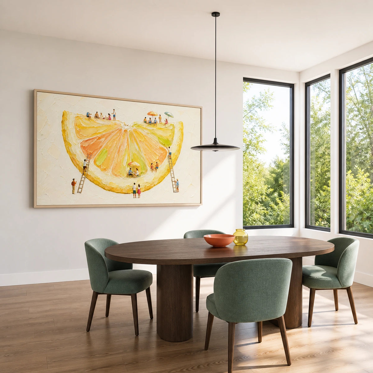 a slice of summer displayed in a dining space