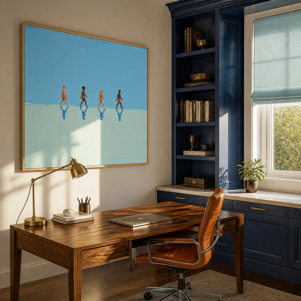 along the blue horizon displayed in a home office