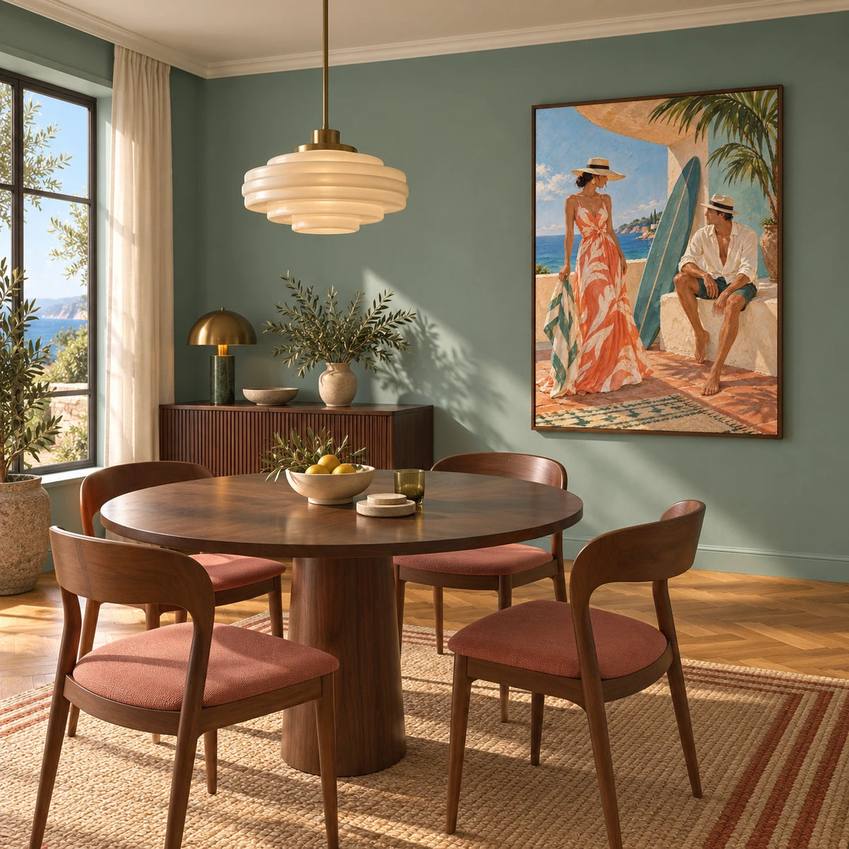 coastal afternoon displayed in a dining room